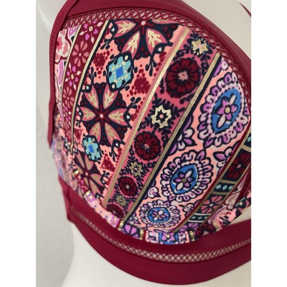 Shade & Shore Swim Bikini Top Cut Out Color Block Swimwear - Picture 4 of 9